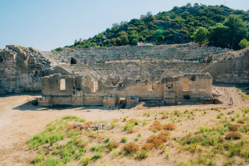 ruin of amphitheater in ancient lycian city patara