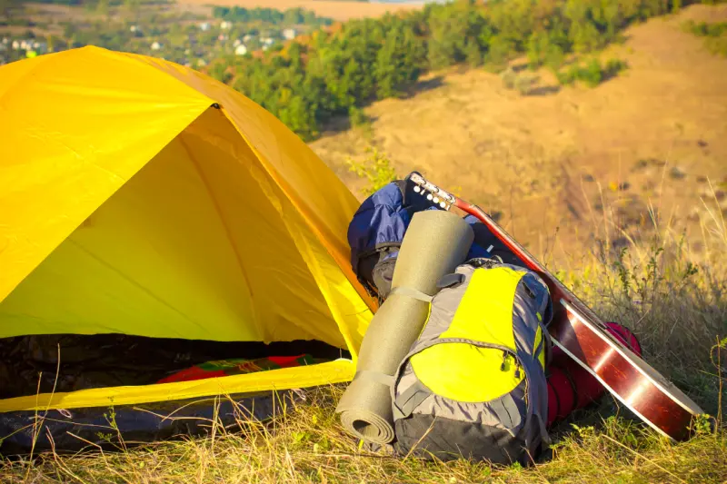 Camping tent on the hill