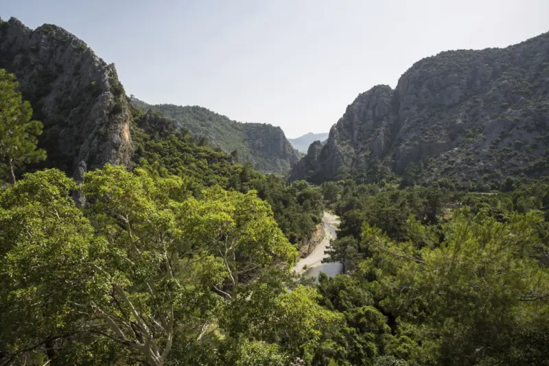 Blick auf das Flusstal Olympos, Lykischer Weg, Türkei